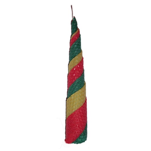 Large Tricolour SABBAT Spiral Beeswax Candle (20cm/8 inch high)