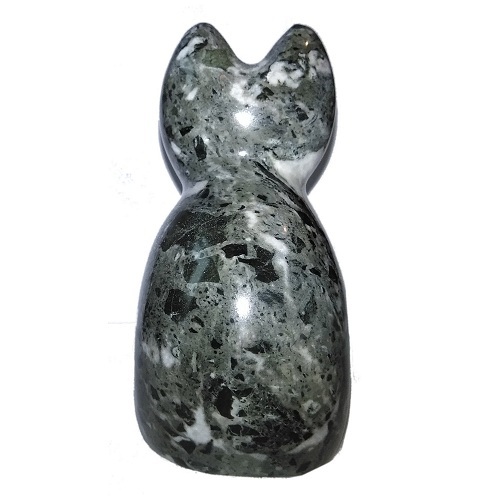 BLACK AND WHITE MARBLE CAT FIGURINE 8cm (3 inches) (p)