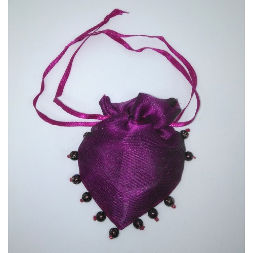 Purple Organza Heart Pouch