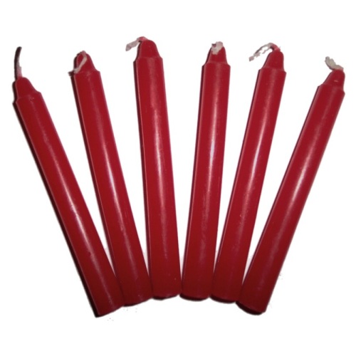 6 x RED Solid Colour Candle