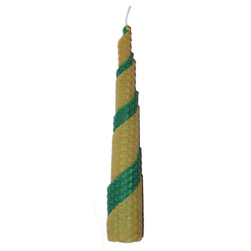 Large Two Colour Spiral Beeswax Candle (20cm/8 inch high)