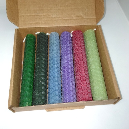 6 Beeswax Spell Candles - Mixed Colours (A)