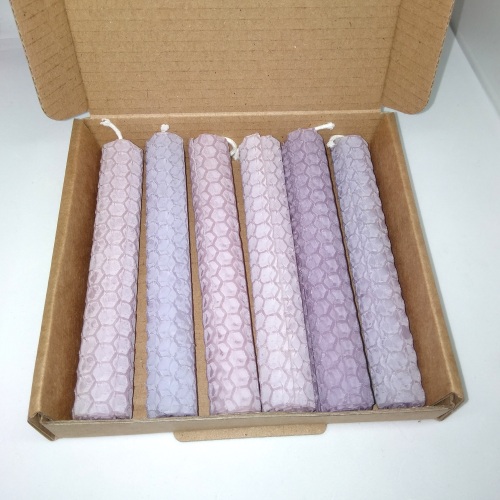6 Beeswax Spell Candles - Various Violets (B)