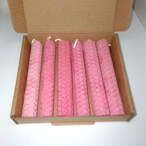 6 Beeswax Spell Candles - various shades of Pink (C )