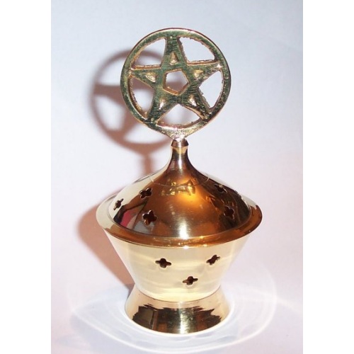Pentagram Brass Incense Burner / Censer (ixa23)