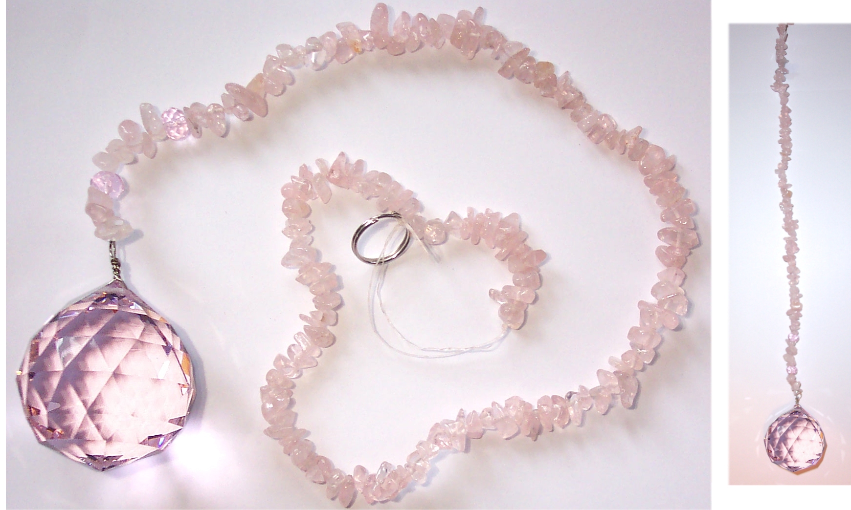 Pink Crystal Sphere (40mm) with Rose Quartz Tail