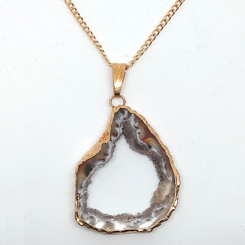 AGATE DRUZY GEODE Pendant (b) - Click Image to Close