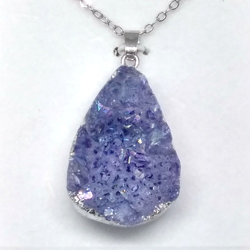 Aura Quartz Crystal Cluster Pendant in gift box (violet a) - Click Image to Close