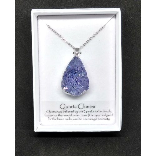 Aura Quartz Crystal Cluster Pendant in gift box (violet a) - Click Image to Close
