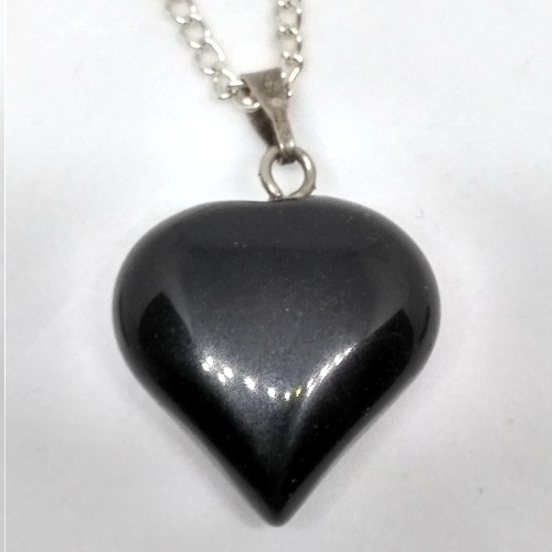 BLACK ONYX PUFF HEART Pendant - Click Image to Close