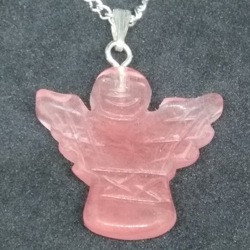 CHERRY QUARTZ Angel Pendant - Click Image to Close