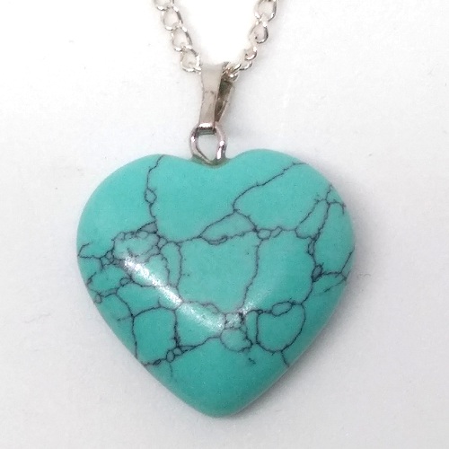 TURQUOISE HOWLITE HEART Pendant - Click Image to Close