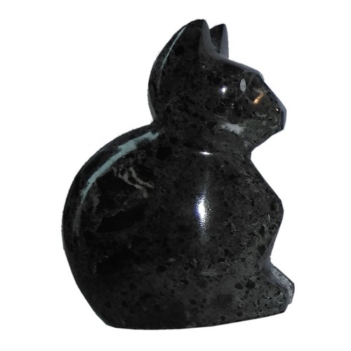 BLACK AND WHITE MARBLE CAT FIGURINE 8cm (3 inches) (l)