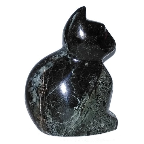 BLACK AND WHITE MARBLE CAT FIGURINE 8cm (3 inches) (m)