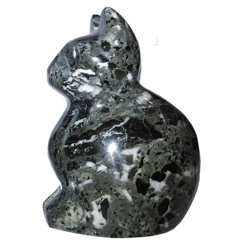 BLACK AND WHITE MARBLE CAT FIGURINE 8cm (3 inches) (p)
