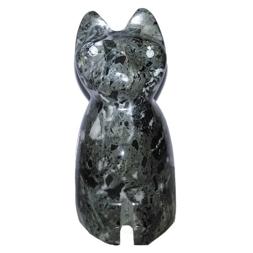 BLACK AND WHITE MARBLE CAT FIGURINE 8cm (3 inches) (p) - Click Image to Close