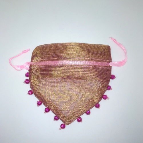 Gold Organza Heart Pouch - Click Image to Close