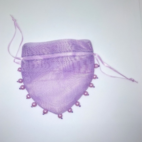 Violet Organza Heart Pouch - Click Image to Close